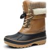 DREAM PAIRS Boys Girls Snow Boots Water-Resistant Outdoor Warm Cozy Anti-Slip Mid Calf Faux Fur Lining Insulated Winter Shoes for Little/Big Kids(Tan)
