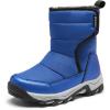 DREAM PAIRS Boys Girls Snow Boots Waterproof Hook and Loop Mid Calf Faux Fur Lining Winter Shoes for Little/Big Kids(Royal Blue)