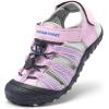 DREAM PAIRS Boys Girls Summer Outdoor Athletic Sport Sandals Hiking Beach Casual Closed Toe Adjustable Multicolor for Toddler/Little/Big Kids(Pink/Grey/Blue)