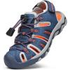 DREAM PAIRS Boys Girls Summer Outdoor Athletic Sport Sandals Walking Hiking Hook and Loop Adjustable Multicolor for Toddler/Little/Big Kids(Navy/Light/Grey/Orange)
