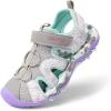 DREAM PAIRS Boys Girls Summer Outdoor Athletic Sport Sandals for Little/Big Kid(Light Grey/Purple)