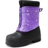 DREAM PAIRS Boys Girls Waterproof Winter Snow Boots(Purple/Multi)