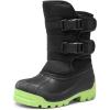 DREAM PAIRS Boys Snow Boots Bright Colored Outsole Hook and Loop Slip Resistant Mid Calf Faux Fur Lining Winter Shoes for Little/Big Kids(Black/Neon Green)