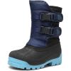 DREAM PAIRS Boys Snow Boots Bright Colored Outsole Hook and Loop Slip Resistant Mid Calf Faux Fur Lining Winter Shoes for Little/Big Kids(Dark Blue/Light Blue)