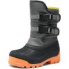 DREAM PAIRS Boys Snow Boots Bright Colored Outsole Hook and Loop Slip Resistant Mid Calf Faux Fur Lining Winter Shoes for Little/Big Kids(Grey/Orange)