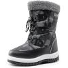 DREAM PAIRS Boys Snow Boots Camouflage Slip Resistant Faux Fur Lined Winter Shoes for Little/Big Kid(Black/White)
