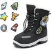 DREAM PAIRS Boys Toddler Snow Boots Interchangeable Accessories Slip Resistant Faux Fur Lined Mid Calf Little Kids Winter Shoes(Black)