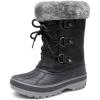 DREAM PAIRS Boys & Girls Faux Fur-Lined Winter Snow Boots for Little/Big Kids(Black)