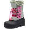 DREAM PAIRS Boys & Girls Waterproof Winter Snow Boots for Little Kid/Big Kid(Grey/Fuchsia)