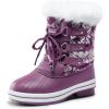 DREAM PAIRS Cozy Kids Snow Boots, Warm & Water-Resistant Winter Boots with Faux Fur for All-Day Play, Non-Slip Mid Calf Boots(Purple/White)