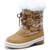 DREAM PAIRS Cozy Kids Snow Boots, Warm & Water-Resistant Winter Boots with Faux Fur for All-Day Play, Non-Slip Mid Calf Boots(Tan/White)