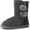 DREAM PAIRS Girls Boots Kids Boys Winter Snow Suede Mid Calf Boots Faux Fur Lined FuzzyChic Kid’s Lolly for Little Kid/Big Kid(Grey)