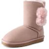 DREAM PAIRS Girls Boots Kids Boys Winter Snow Suede Mid Calf Boots Faux Fur Lined FuzzyChic Kid’s Lolly for Little Kid/Big Kid(Light Pink)