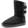 DREAM PAIRS Girls Boys Winter Boots Faux Fur Lined Mid Calf Kids Snow Tall Shoes FuzzyChic Kid’s Buckle for Little Kid/Big Kid(Black/Grey)
