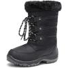 DREAM PAIRS Girls Snow Boots Warm Cozy Anti-Slip Lightweight Mid Calf Faux Fur Lining Winter Shoes for Little/Big Kids(Black)