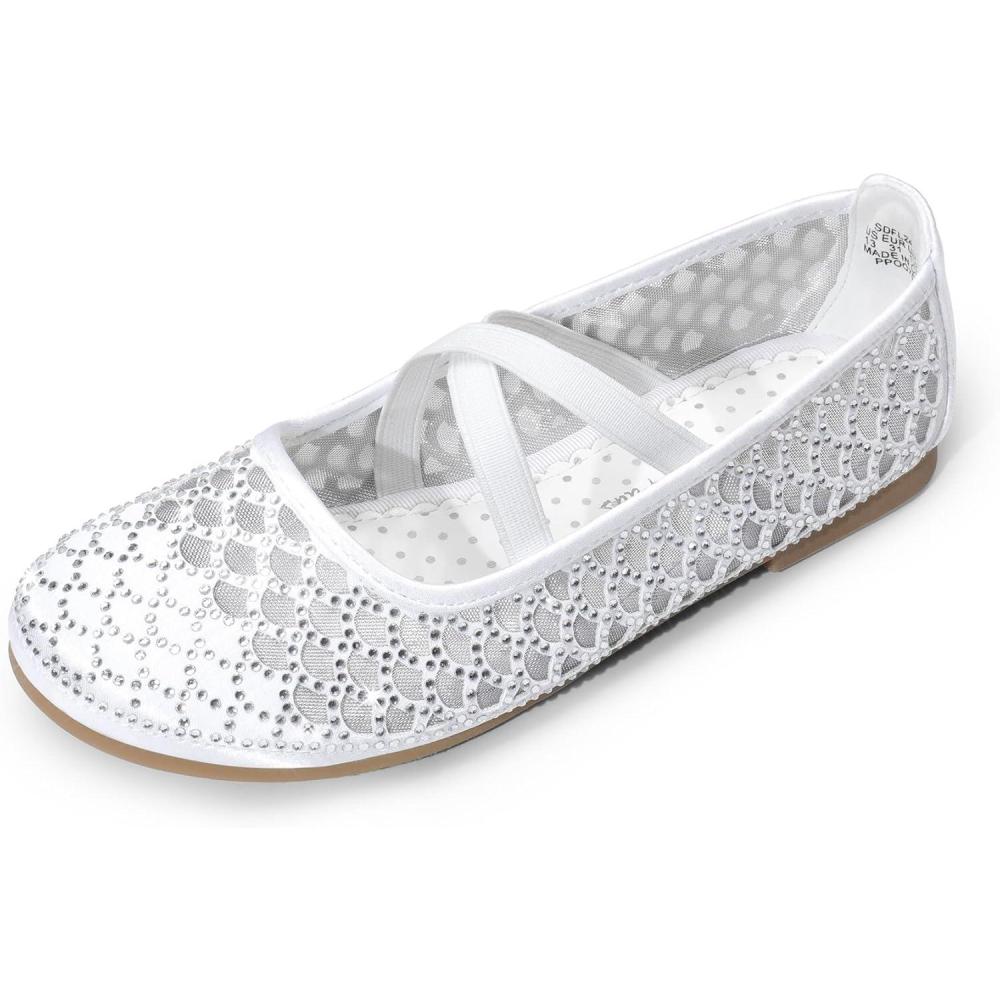 imageDREAM PAIRS Girls Ballerina Dress Shoes Mary Jane FlatsWhitesheer