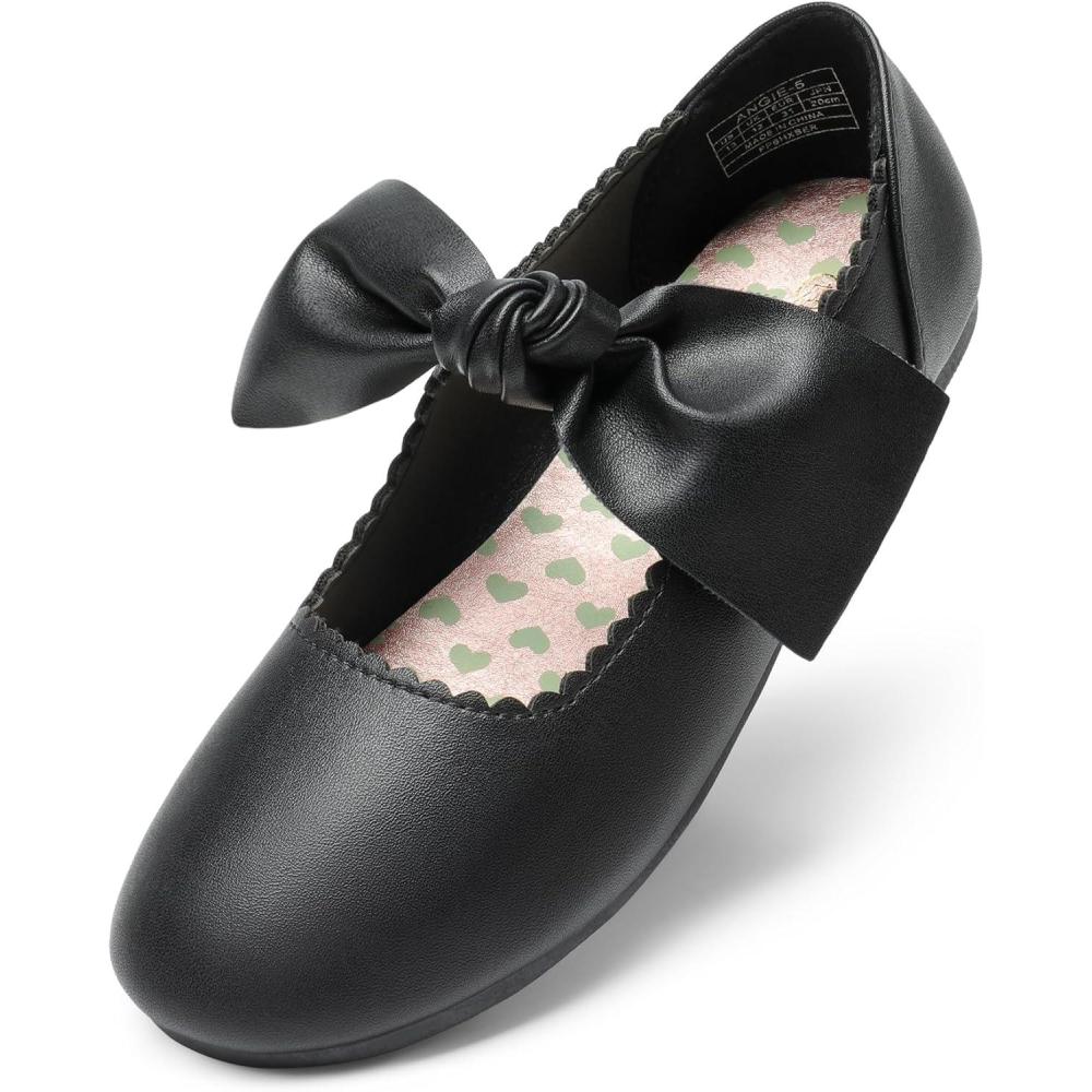 imageDREAM PAIRS Girls Ballerina Flats Mary Jane Front Bow Dress ShoesBlack