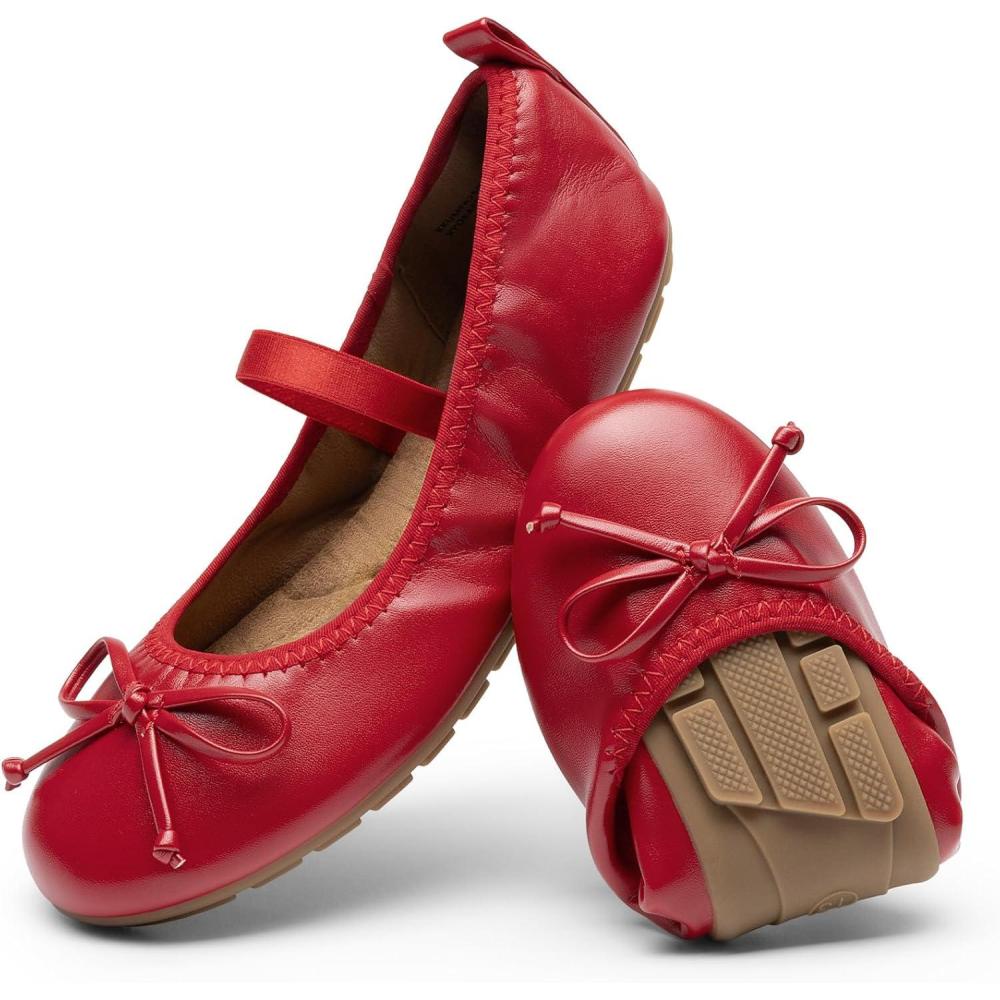 imageDREAM PAIRS Girls Ballet Flats Dress Shoes Mary Janes Ballerina ShoesRed
