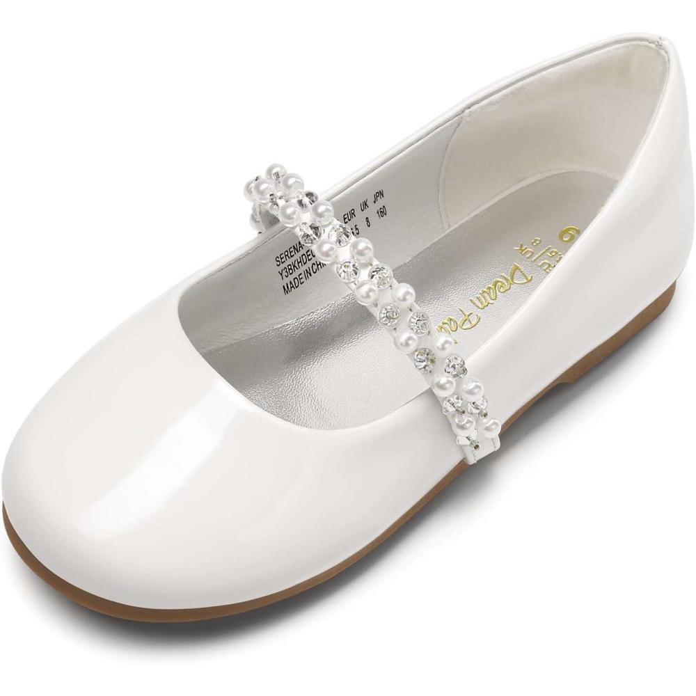 imageDREAM PAIRS Girls Mary Jane Dress Shoes Ballerina Flats for Wedding Party ToddlerLittle KidBig KidWhitePatt