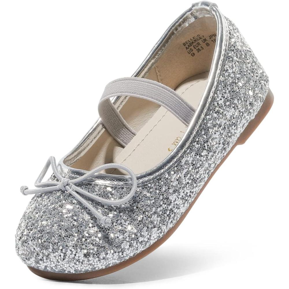 imageDREAM PAIRS Toddler Girls Dress Shoes Party Wedding Flower Girl Ballet FlatsSilver