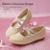 DREAM PAIRS Girls Ballerina Dress Shoes Mary Jane Flats(Gold-glitter)
