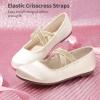 DREAM PAIRS Girls Ballerina Dress Shoes Mary Jane Flats(Ivory-satin)