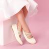 DREAM PAIRS Girls Ballerina Dress Shoes Mary Jane Flats(Ivory-satin)