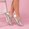 DREAM PAIRS Girls Ballerina Dress Shoes Mary Jane Flats(Silver-metallic)