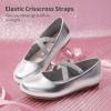 DREAM PAIRS Girls Ballerina Dress Shoes Mary Jane Flats(Silver-metallic)