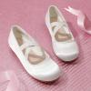DREAM PAIRS Girls Ballerina Dress Shoes Mary Jane Flats(White)