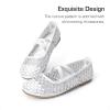 DREAM PAIRS Girls Ballerina Dress Shoes Mary Jane Flats(White-sheer)