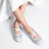 DREAM PAIRS Girls Ballerina Dress Shoes Mary Jane Flats(White-sheer)