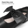 DREAM PAIRS Girls Ballerina Flats Mary Jane Front Bow Dress Shoes(Black)