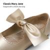 DREAM PAIRS Girls Ballerina Flats Mary Jane Front Bow Dress Shoes(Gold)
