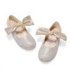 DREAM PAIRS Girls Ballerina Flats Mary Jane Front Bow Dress Shoes(Gold-rhinestone)