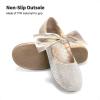 DREAM PAIRS Girls Ballerina Flats Mary Jane Front Bow Dress Shoes(Gold-rhinestone)