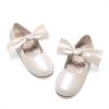 DREAM PAIRS Girls Ballerina Flats Mary Jane Front Bow Dress Shoes(Ivory/Pu)