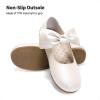 DREAM PAIRS Girls Ballerina Flats Mary Jane Front Bow Dress Shoes(Ivory/Pu)