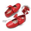 DREAM PAIRS Girls Ballerina Flats Mary Jane Front Bow Dress Shoes(Red)