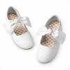 DREAM PAIRS Girls Ballerina Flats Mary Jane Front Bow Dress Shoes(White)