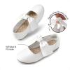 DREAM PAIRS Girls Ballerina Flats Mary Jane Front Bow Dress Shoes(White)