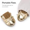 DREAM PAIRS Girls Ballet Flats Dress Shoes Mary Janes Ballerina Shoes(Gold)