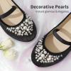 DREAM PAIRS Girls Ballet Flats Flower Shoes Mary Jane Ballerina Flat Dress Shoes for Daily/Wedding/Party(Black/Suede)