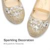 DREAM PAIRS Girls Ballet Flats Flower Shoes Mary Jane Ballerina Flat Dress Shoes for Daily/Wedding/Party(Gold)