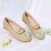 DREAM PAIRS Girls Ballet Flats Flower Shoes Mary Jane Ballerina Flat Dress Shoes for Daily/Wedding/Party(Gold/Glitter)