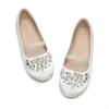 DREAM PAIRS Girls Ballet Flats Flower Shoes Mary Jane Ballerina Flat Dress Shoes for Daily/Wedding/Party(Ivory/Satin)