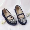 DREAM PAIRS Girls Ballet Flats Flower Shoes Mary Jane Ballerina Flat Dress Shoes for Daily/Wedding/Party(Navy/Suede)