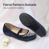 DREAM PAIRS Girls Ballet Flats Flower Shoes Mary Jane Ballerina Flat Dress Shoes for Daily/Wedding/Party(Navy/Suede)