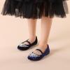 DREAM PAIRS Girls Ballet Flats Flower Shoes Mary Jane Ballerina Flat Dress Shoes for Daily/Wedding/Party(Navy/Suede)