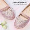 DREAM PAIRS Girls Ballet Flats Flower Shoes Mary Jane Ballerina Flat Dress Shoes for Daily/Wedding/Party(Pink/Glitter)